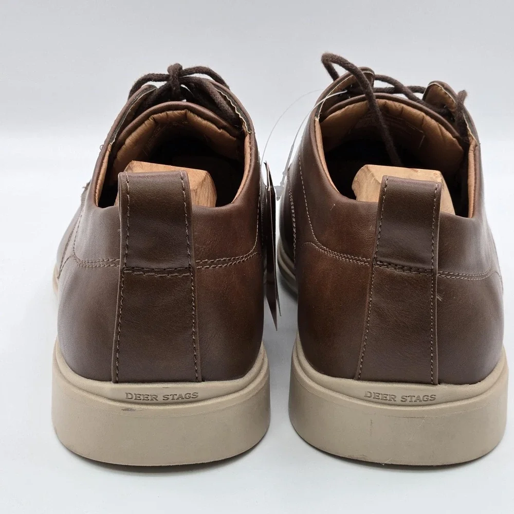 Deer Stags Shoes Mens 10 Brown Lisbon Casual Faux Leather Lace Up Comfort Padded